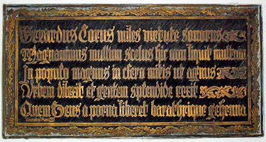 Grafschrift Gerhard Chorus in de Dom van Aken