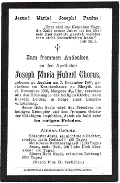 Bidprentje Hubert Chorus, apotheker